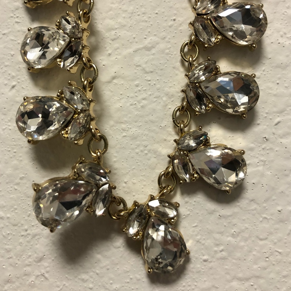 Gold Crystal Short Statement Necklace